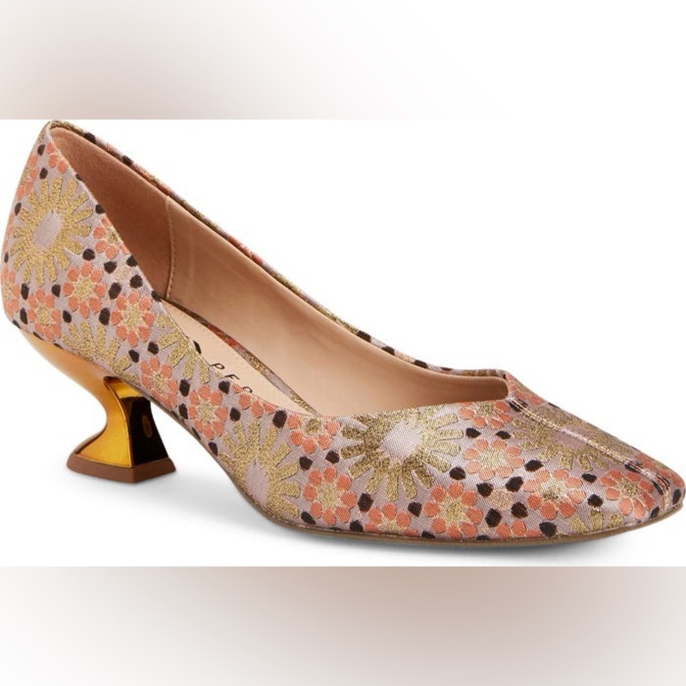Katy Perry Laterr Floral Brocade Pumps Gold Statement Heel Regencycore Size 7 - Picture 9 of 10